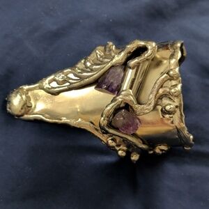 made in Brazil Silver Metal and Purple Stones Statement Cuff